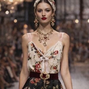 Dolce & Gabbana  Vtg Silk D&G  Floral Top Camisole Size 46 L-XL Made In Italy